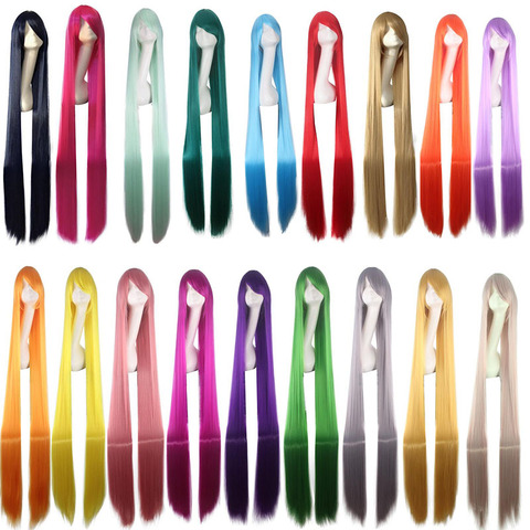 150 CM 60''Long perruque cosplay droite 20 couleurs blonde bleu rose argent perruque cheveux synthétiques femmes Cosplay fête commune 150 cm perruques ► Photo 1/6