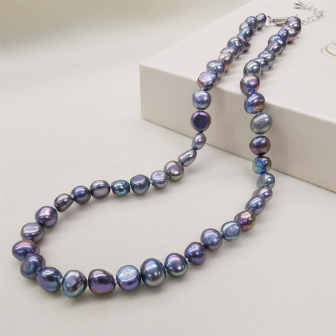 DMNFP398 collier de perles d'eau douce naturelles noir/blanc/rose/violet collier de perles bijoux de perles fines pour les femmes ► Photo 1/6