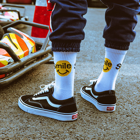 Smiley – chaussettes hip hop tide en coton, chaussettes Harajuku en coton pour couple, chaussettes de skateboard populaires à la mode ► Photo 1/5