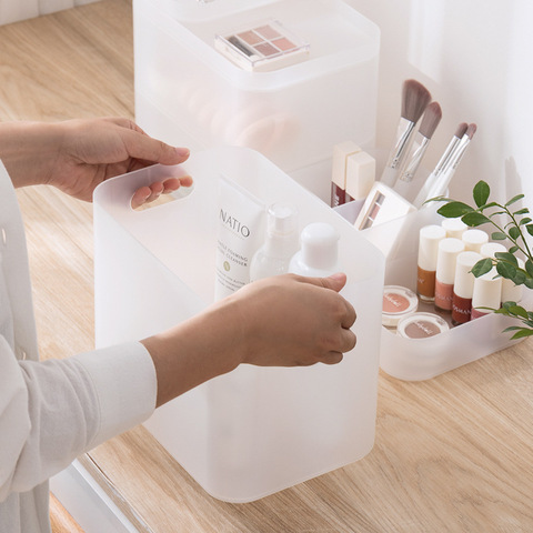 Boîte de rangement transparente givrée de bureau japonais, combinaison gratuite, boîte à maquillage cosmétiques accessoires de Table multifonctions ► Photo 1/6