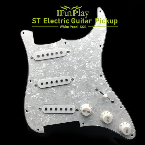 Micros Pickguard de guitare électrique à bobine unique chargés précâblé 11 trous SSS accessoires de guitare blanc/rouge perle ► Photo 1/6