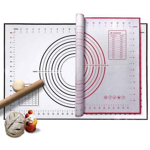 Tapis de pâtisserie en Silicone, grand tapis de cuisson antiadhésif, tapis roulant pour pâte, set de Table, tapis de biscuits avec mesure ► Photo 1/6