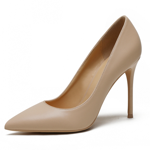 Nouveau printemps fête de mariage femme à talons hauts en cuir véritable bout pointu Mature bureau dame chaussures élégantes femmes pompes grande taille A003 ► Photo 1/6