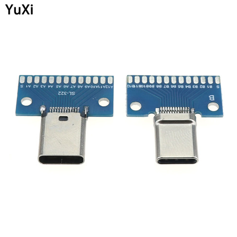 Connecteur USB 3.1 Type C 24 + 2P mâle, adaptateur de prise vers fil à souder et câble USB-C 24P + 2P, carte de Test PCB 1 pièce ► Photo 1/6