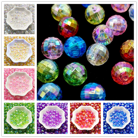 Perles galvanisées transparentes de couleur AB, 6/810mm, en acrylique, à facettes, en vrac, pour la fabrication de bijoux, Bracelet à faire soi-même ► Photo 1/6