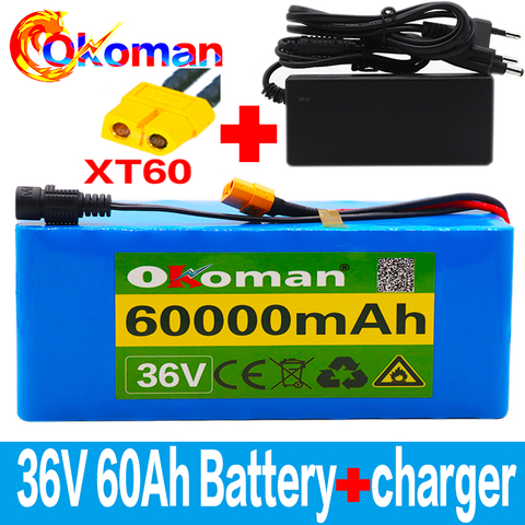 Batterie Lithium 36v 20ah 10S4P 20000mAh pour vélo électrique, avec BMS 20a  intégré et chargeur 42V 2a