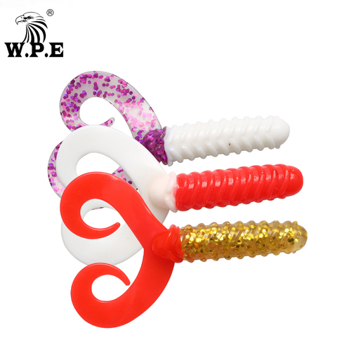 W.P.E-leurre souple multicolore en Silicone avec queue fourchée, appât de pêche Jig en caoutchouc, 5 unités par lot, pour la pêche à la carpe ► Photo 1/6