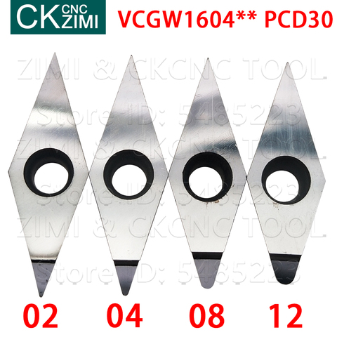 VCGW160402 VCGW160404 PCD30 Insert de diamant CNC porte-outil de tournage externe, tour VCGW pour cuivre aluminium ► Photo 1/6
