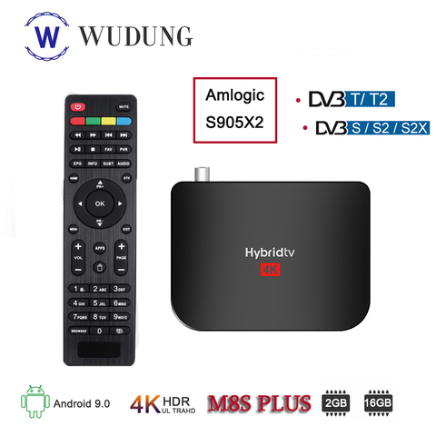 Mecool – boîtier Smart TV M8S PLUS DVB 4K, Android 9.0, Amlogic S905X2 Quad Core, lecteur multimédia avec WiFi terrestre combiné DVB-T2/T DVB-S2/S ► Photo 1/6