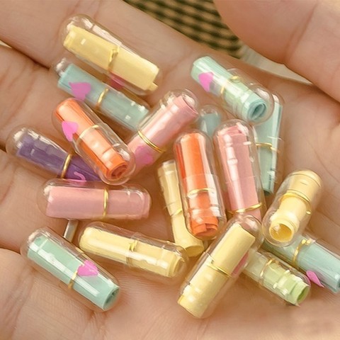 Capsules de lettres transparentes multicolores en forme de cœur, 50 pièces, Mini rouleau de papier, pilules mignonnes ► Photo 1/6