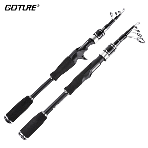 Goture – canne à pêche Spinning et Casting télescopique de 1.68m, 1.98m, 2.25m ou 2.52m, accessoire en Fiber de carbone adapté à la carpe, au bar, à la truite ► Photo 1/6