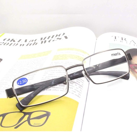 Lunettes de lecture en acier inoxydable de grande taille pour hommes, Temple flexible TR90 à ressort ► Photo 1/5