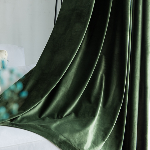 Rideaux occultants en velours Turquoise vert de luxe pour salon chambre fenêtre solide gris violet rideaux thermiques rideau ► Photo 1/6