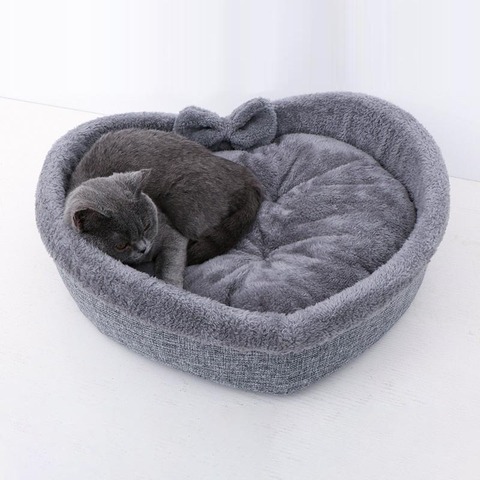 Lit universel imprimé en forme de cœur pour chien et chat, nid en velours de coton Super doux, chaud pour l'hiver ► Photo 1/6