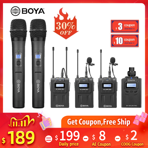 Boya-pro – Microphone à condensateur UHF sans fil, récepteur Audio et vidéo pour caméra Canon, Nikon, Sony ► Photo 1/6