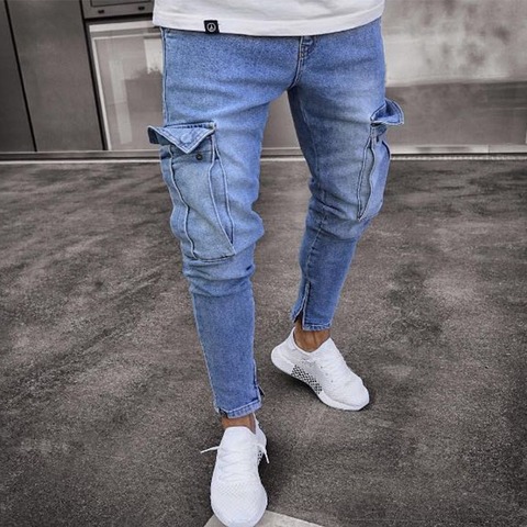 Jean coupe crayon Style Safari pour homme, pantalon en Denim, uni, Slim, Streetwear, grande taille, collection automne et printemps 2022 ► Photo 1/6