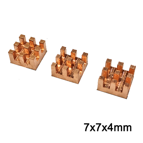 Mini dissipateur thermique en cuivre pur, 3 pièces, mémoire RAM, adhésif, pour VGA DDR MOS GPU IC, dissipateur thermique, 7x7x4mm ► Photo 1/5