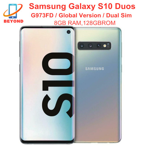 Samsung Galaxy S10 G973FD double sim 8 go RAM 128 go ROM 6.1 pouces Octa Core Exynos 9820 NFC 4G LTE téléphone portable ► Photo 1/5