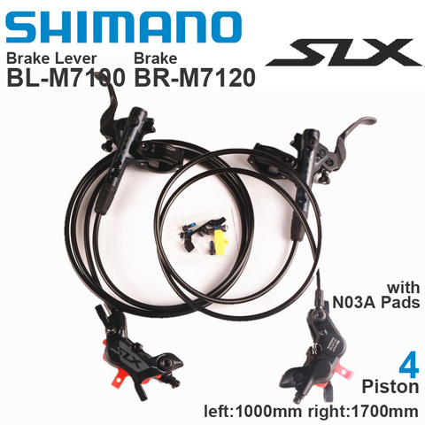 SHIMANO – ensemble de freins hydrauliques SLX M7100, levier M7100, M7120, 4 pistons avec plaquettes N03A, pour vtt, pièces originales ► Photo 1/3