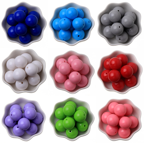 6/8/10/12/14/16/18/20mm pas cher coloré Bubblegum perlé solide perles acryliques pour colliers bijoux faisant Bracelet ► Photo 1/6