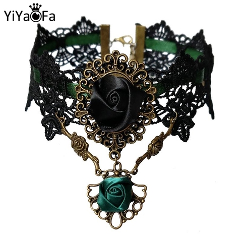YiYaoFa faux collier Vintage collier ras du cou à la main en dentelle collier pendentif pour femmes accessoires dame fête bijoux GN-127 ► Photo 1/6