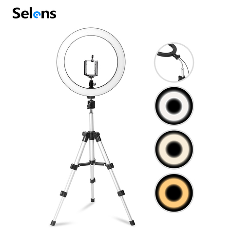 Selens Portable Ringlight 26cm LED lumière annulaire avec trépied et bras Flexible pour Vlog vidéo beauté maquillage en direct Portrait ► Photo 1/6