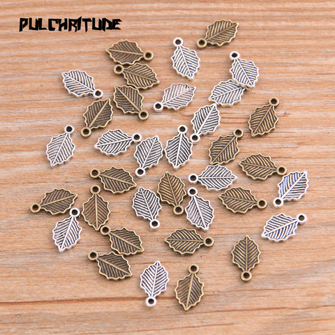 100 pièces en alliage de Zinc métallique Vintage, 6x10mm, deux couleurs, petites feuilles, breloques d'animaux idéal pour bijoux, pendentif breloques ► Photo 1/3