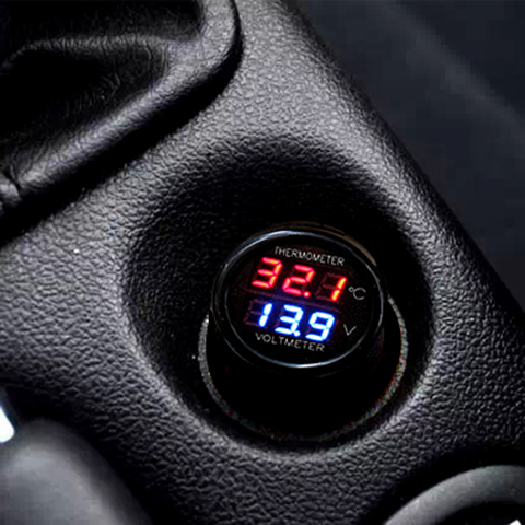 2 en 1 voiture Auto 12V thermomètre voltmètre universel LED à double affichage thermomètre numérique voltmètre accessoires de voiture ► Photo 1/6