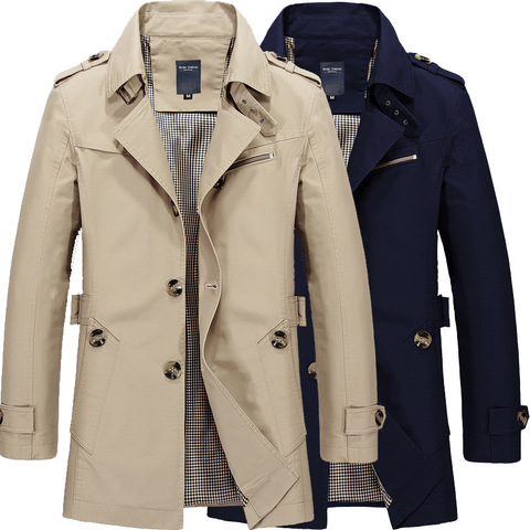 Prowow – Trench-Coat pour hommes, veste coupe-vent décontractée, manteau Long à revers Slim, grande taille 5XL, printemps automne 2022 ► Photo 1/1