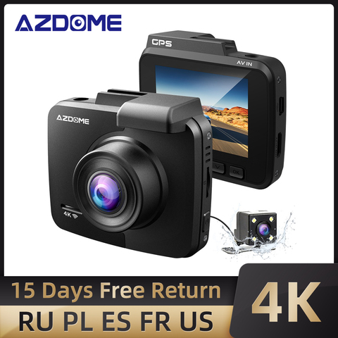 Mise à jour AZDOME GS63H Dash Cam 4K intégré WiFi GPS voiture tableau de bord caméra enregistreur avec UHD 2160P, 2.4 