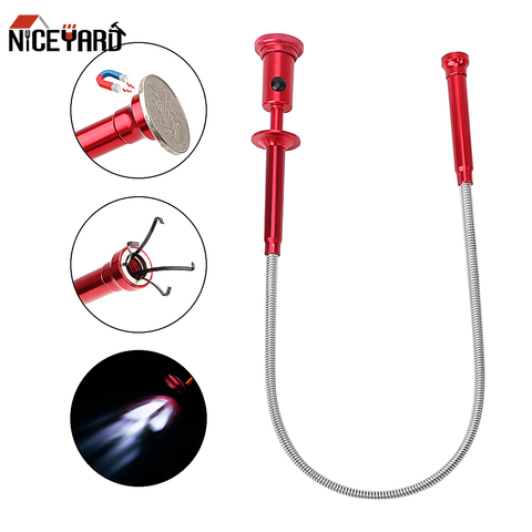 NICEYARD magnétique Flexible outil de ramassage égout nettoyage outils de ramassage longue poignée à ressort aimant + 4 griffes + lumière LED ► Photo 1/6