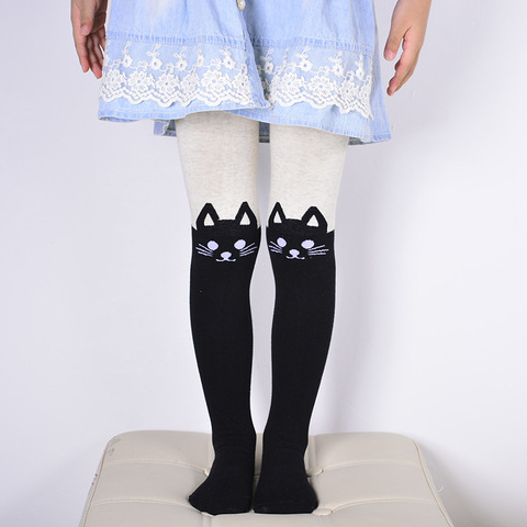 Collants en coton pour enfants, collants chauds en Patchwork, motif chat, dessin animé, collection printemps-automne ► Photo 1/2