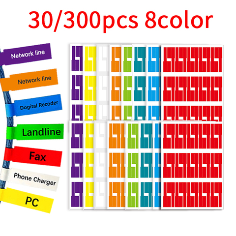 Étiquette de câble auto-adhésive 30/300 pièces Autocollants de câble étanches colorés Imprimante laser A4 Étiquettes résistantes aux déchirures Étiquettes Organisateurs fils Marquage de câbles Étiquettes Étiquettes Org ► Photo 1/6