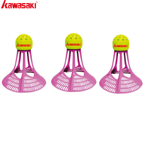 Kawasaki – volants de Badminton, 3 pièces/lot, boule en plastique et Nylon pour l'entraînement, résistance au vent des oiseaux ► Photo 1/6