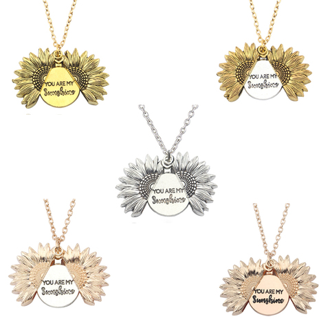 Livraison directe vous êtes mon soleil ouvert médaillon tournesol pendentif collier pour femmes hommes collier chaud bijoux personnalisés ► Photo 1/6