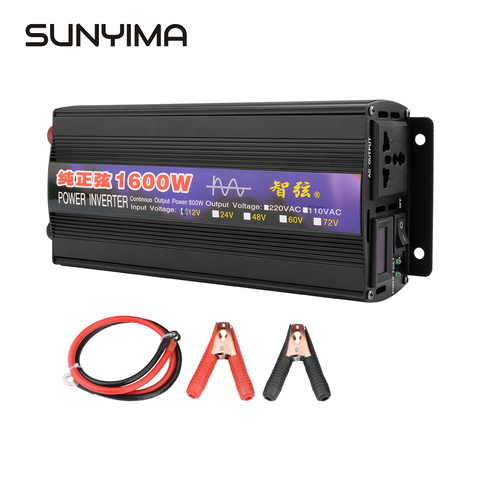 SUNYIMA-onduleur à onde sinusoïdale Pure, 1 pièce, dc 12V/24V/48V vers ac 220V, 50HZ, 1600W, convertisseur de puissance, pour voiture, bricolage ► Photo 1/6