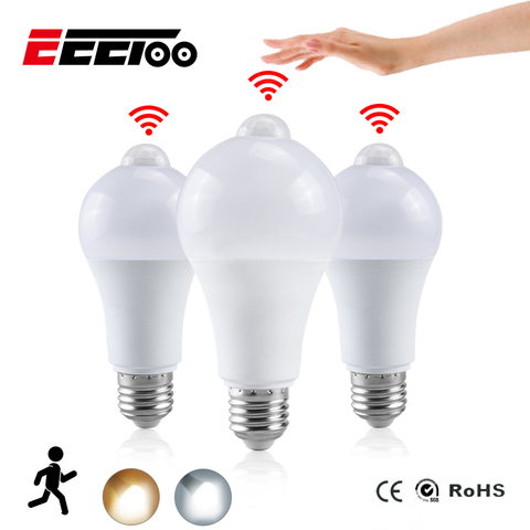 EeeToo veilleuse LED ampoule PIR capteur mouvement AC 85-265V B22 E27 LED ampoule lampe 12W 15W 18W 20W crépuscule à l'aube lumière pour la maison ► Photo 1/6