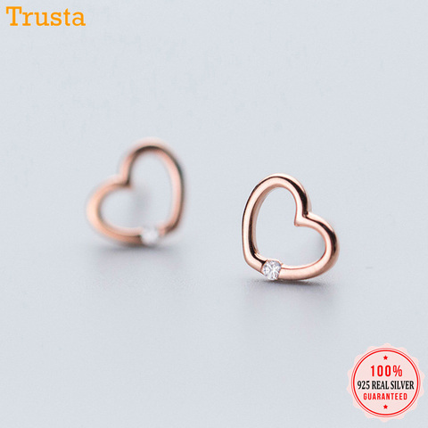 Trusta – boucles d'oreilles en forme de cœur pour femme et fille, bijoux en argent Sterling 925 véritable, doux et éblouissant, DS514 ► Photo 1/6