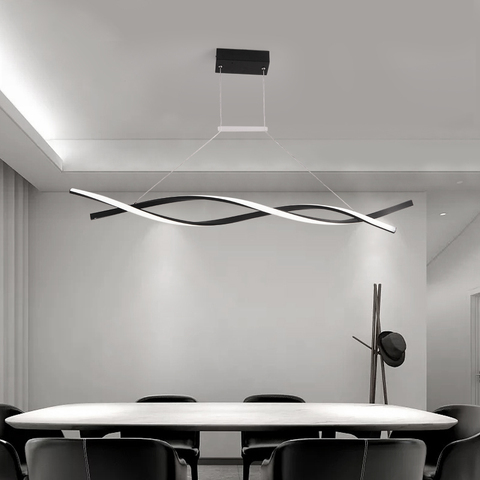 Lustre suspendu en aluminium ondulé au design moderne, éclairage d'intérieur, luminaire décoratif de plafond, idéal pour un bureau, une salle à manger ou une cuisine ► Photo 1/6