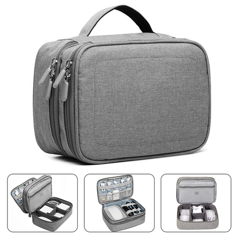 Poignée voyage accessoires électroniques polyvalent/organisateur sac de rangement étui pour batterie externe, disque dur, téléphone intelligent, chargeur, ► Photo 1/6