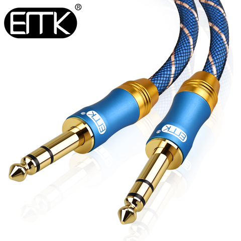 EMK – câble Audio double, 1/4mm, 6.3 pouces, pour haut-parleur Audio, TRS 6.5, câble Jack mâle vers mâle, 1m 2m 3m 5m 8m 10m, amplificateur de guitare, câble mélangeur ► Photo 1/6