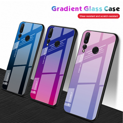 Coque arrière en verre dégradé pour Huawei, compatible modèles P30, P40, P20 Lite Pro, P Smart, Y6, Y7 2022, Honor 8X, 8A, 9X, 9, Mate 10, 20 Lite ► Photo 1/6