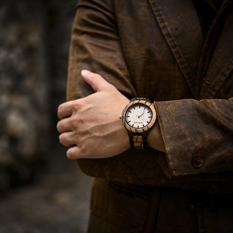 BOBO BIRD-montre de Couple, Zabra, montres à Quartz en bois, tendance, cadeau de noël, Logo personnalisable, tendance, livraison directe ► Photo 1/6