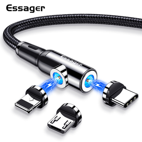 Essager chargeur magnétique Micro USB câble pour iPhone Samsung Android téléphone portable charge rapide fil cordon aimant USB Type C câble ► Photo 1/6