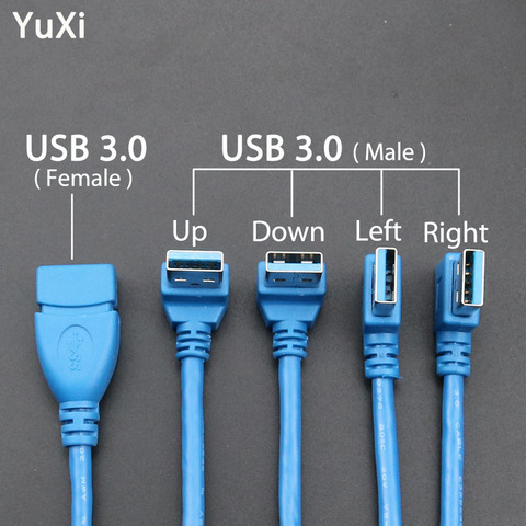 YuXi-adaptateur de câble d'extension USB 3.0 mâle vers femelle haute vitesse, 90 degrés, câble USB vers USB à Angle droit de données ► Photo 1/6