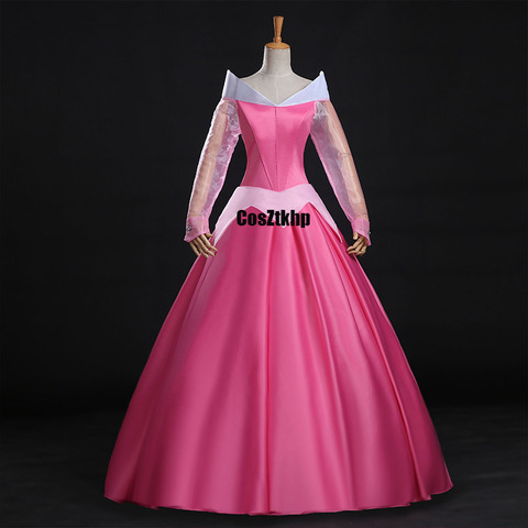 Robe cosplay princesse rose pour femmes adultes, S-XL, robe de fête d'halloween, aurore, la belle au bois dormant, sur mesure, pour adultes ► Photo 1/6