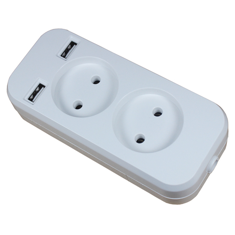 Prise de courant ue double prise d'extension USB adaptateur chargeur mural charge 2A adaptateur chargeur mural prise de courant blanc P91 ► Photo 1/4