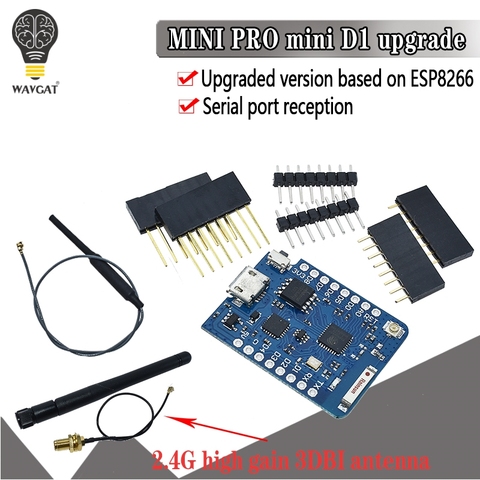 WEMOS D1 Mini Pro 16M octets connecteur d'antenne externe NodeMCU basé ESP8266 ESP-8266EX CP2104 WIFI carte de développement Micro USB ► Photo 1/6