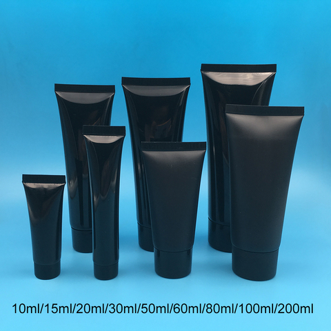 Flacon souple noir en plastique, Tube à pression, emballage cosmétique vide, pour crème, livraison gratuite, 10ml, 30ml, 50ml, 100ml, 200g ► Photo 1/6