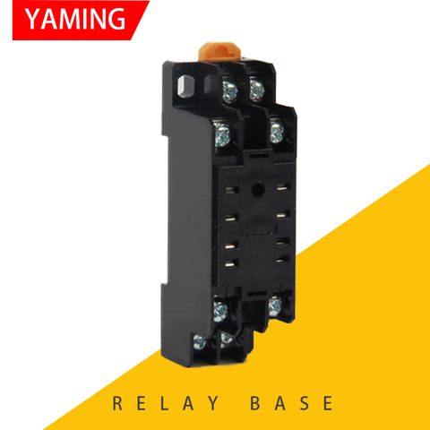 Base de prise de relais électromagnétique de puissance noire, Terminal P56 à 8 broches pour rail DIN PYF08A / HH52P / MY2NJ ► Photo 1/5